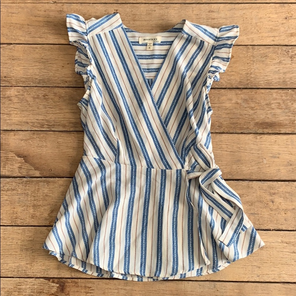 Monteau striped wrap top